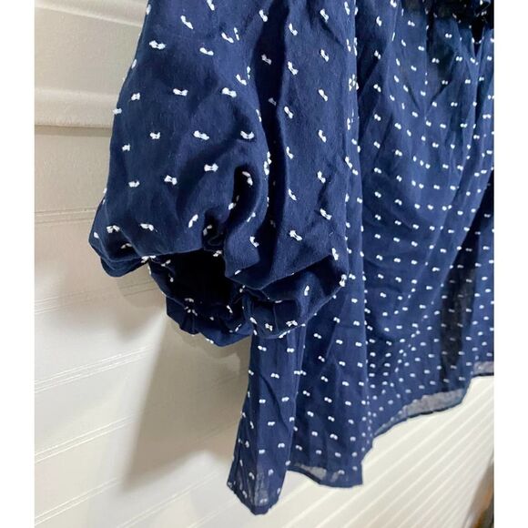 1 State Poetic Punch Blue & White  Off The Shoulder Blouse Size Large NWT - Picture 3 of 9